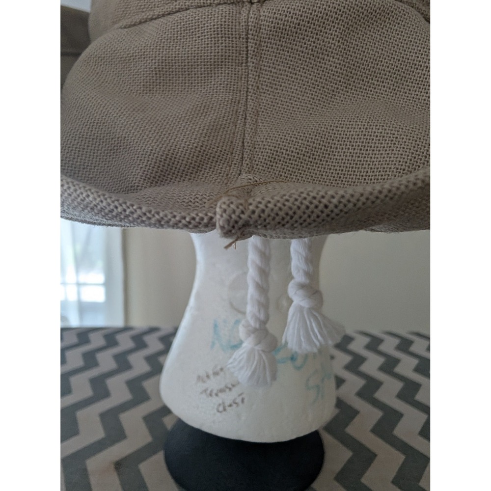 Vintage Scala Womens Tan Khaki Wide Brim Bucket Sun Hat Adjustable Handmade - Picture 4 of 8